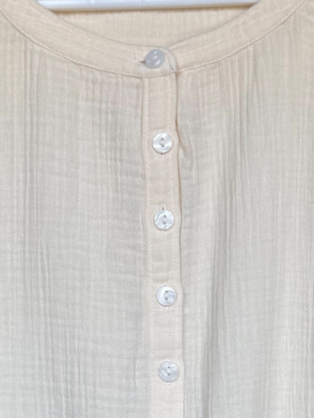 Quince 100% Organic Cotton Gauze Roll Sleeve Cream Shirt Sz XL - Picture 6 of 10